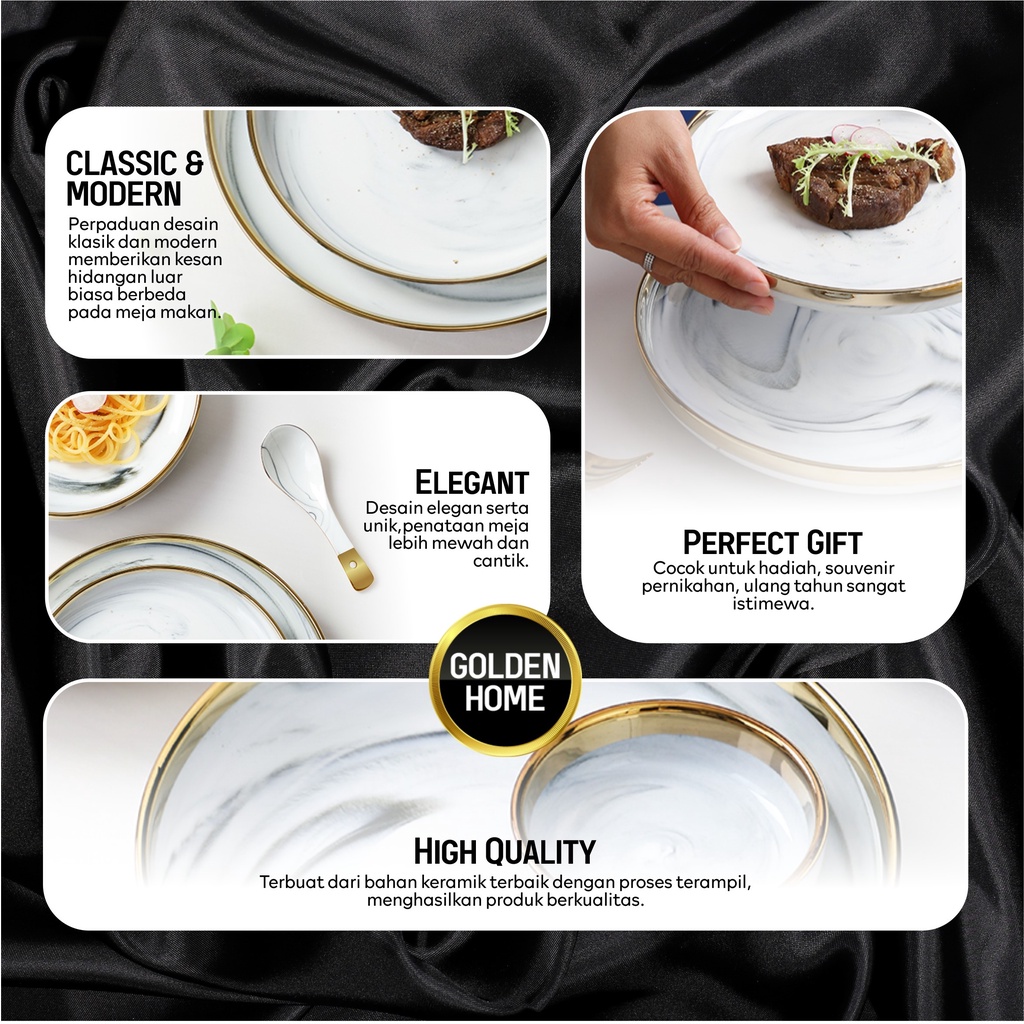 Tree Am Pm Piring Mangkok Makan Keramik Porcelain Ceramic Bowl Cantik Motif Marmer Marbel Marble