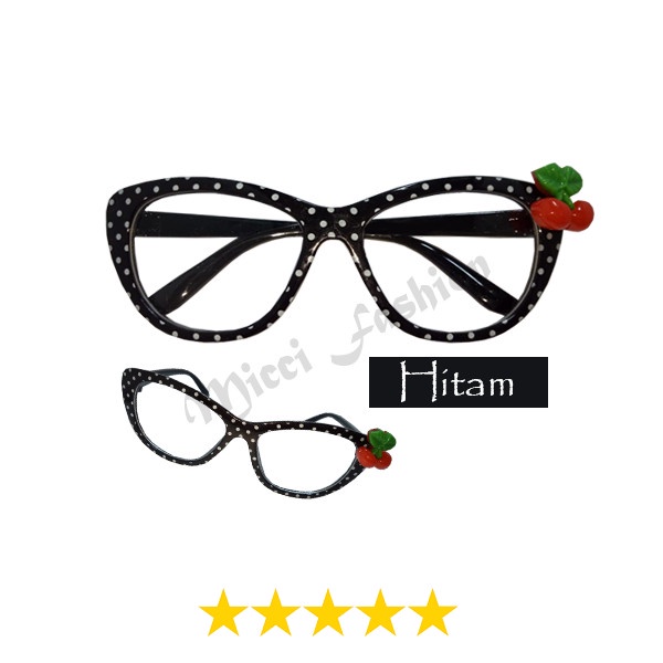 misi- Kacamata Transparan Anak Fashion Cat Eye Frame Polkadot Chery FREECASE