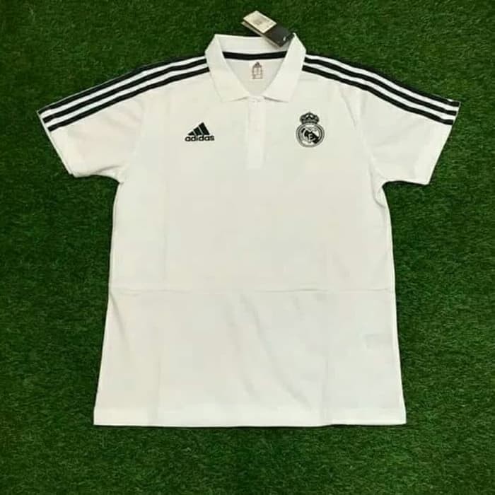 TERMUURAAH, POLO SHIRT REAL MADRID WHITE PUTIH OFFICIAL 2018-2019 GRADE ORI .