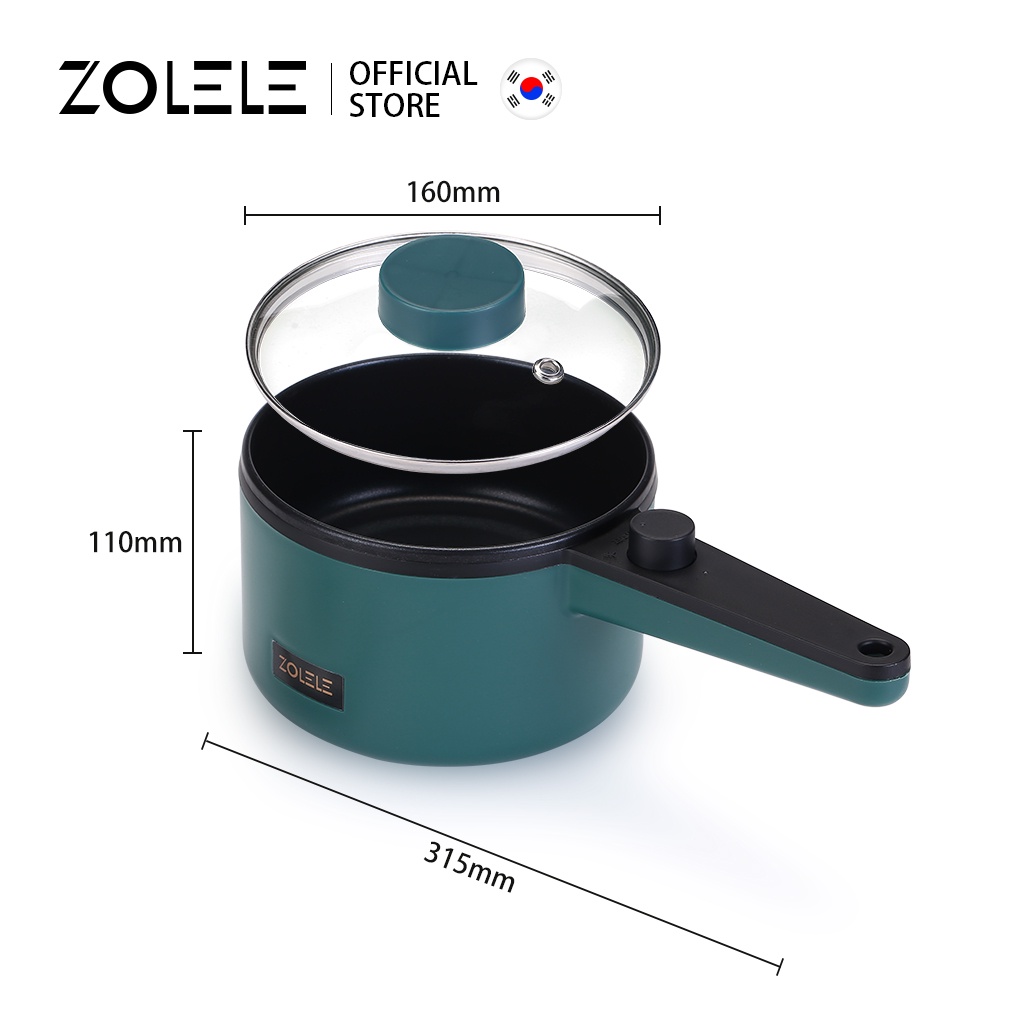 ZOLELE Panci Listrik Multifungsi 1.2L Electric Cooker Pot Penanak Nasi Mini Serbaguna Portable Fry Pan Kukus Steamer Peralatan Dapur Deep Fryer Non-Stick Food Cooker ZC001