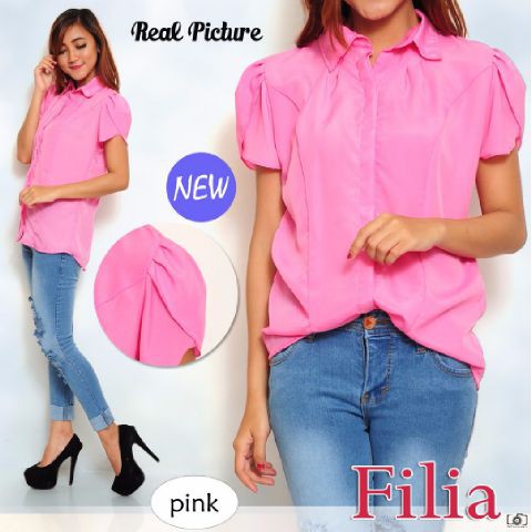 Baju wanita kemeja warna pink/Blouse Filia SW