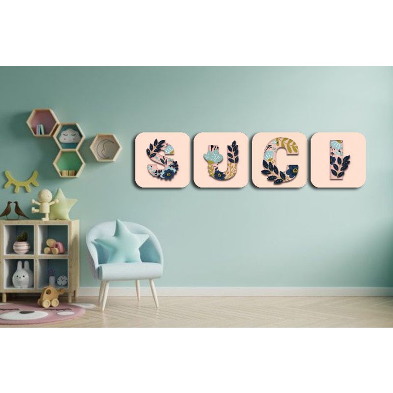 Walldecor Huruf Abjad Satuan / Hiasan Kamar / Hiasan Ruangan / Dekorasi