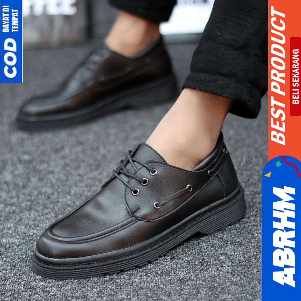 Sepatu Pantofel Docmart Formal Kerja Hitam Pria Abrhm Lulja