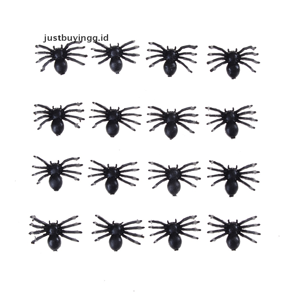 (Justbuyingg.Id) 50pcs Mainan Laba-Laba Palsu Bahan Plastik Warna Hitam Untuk Properti Halloween / Lelucon