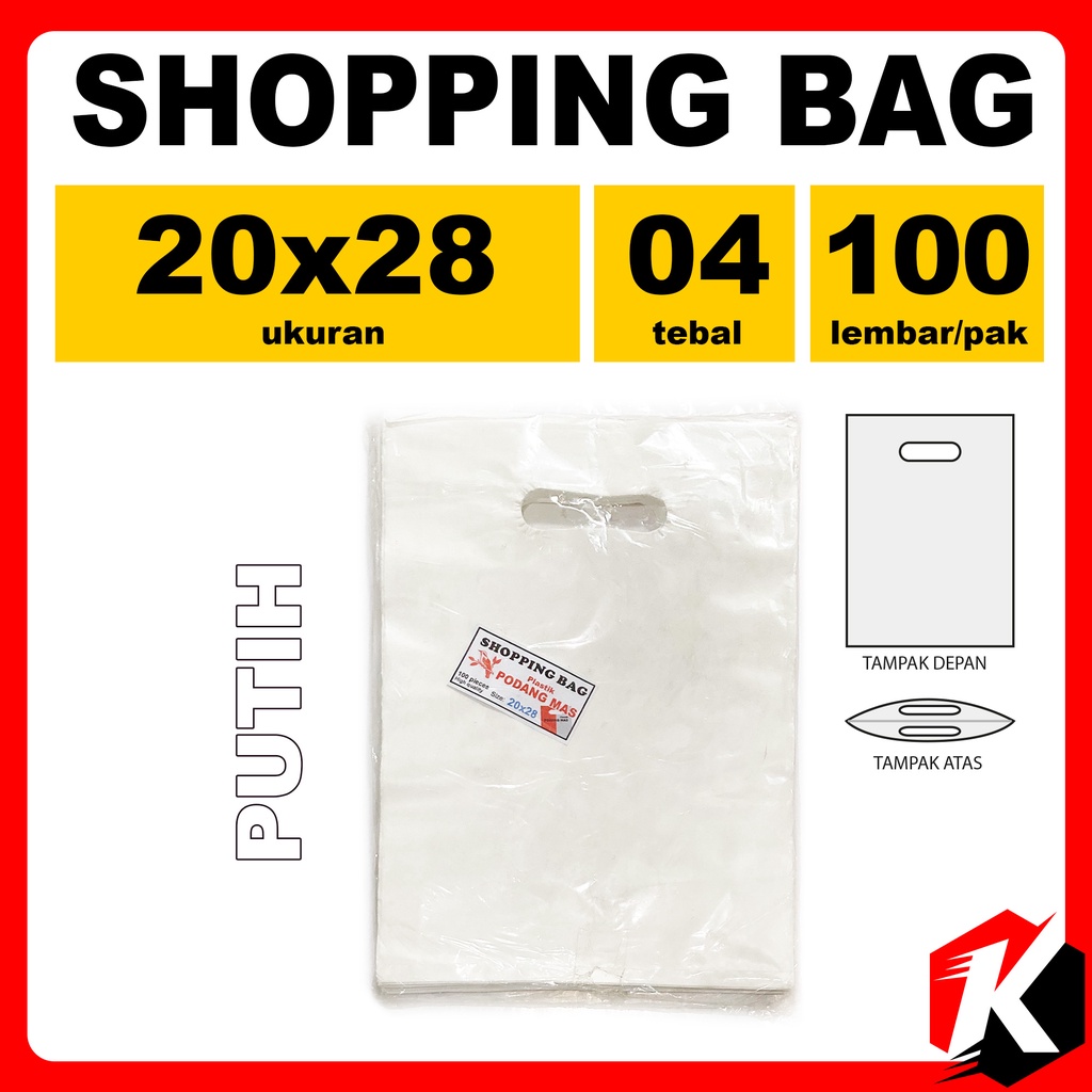 

Kantong belanja shopping bag putih 20 x 28 isi 100 lembar