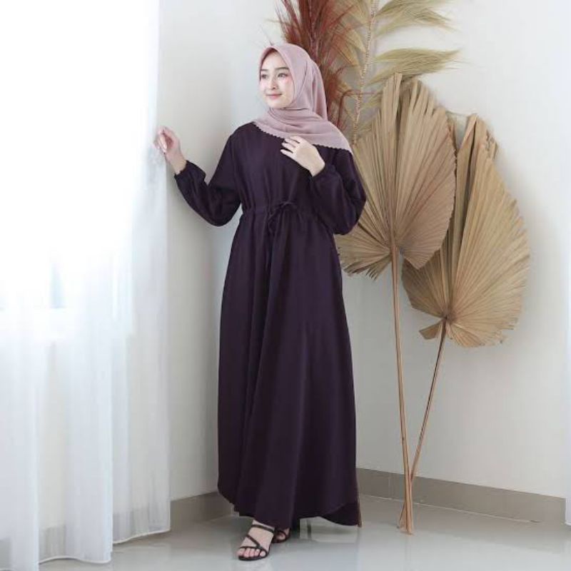 [Bisa COD] Baju Muslim Wanita Gamis Serut Terbaru Disain Kekinian [Moscrepe]