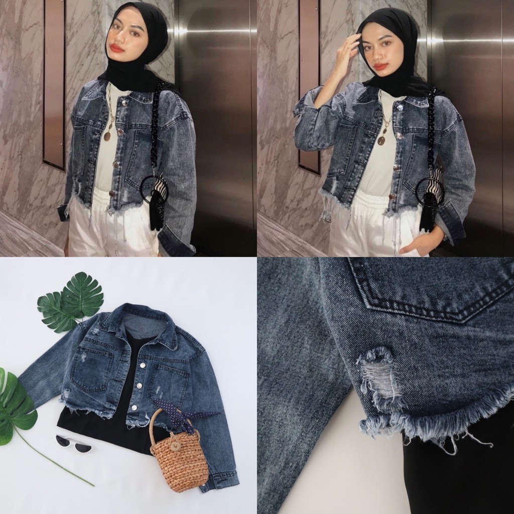 Tq88indonesia Baju Jaket Jeans Wanita Terbaru /  DESTROY SNOW JACKET / Jaket Jeans Cewek / Ootd