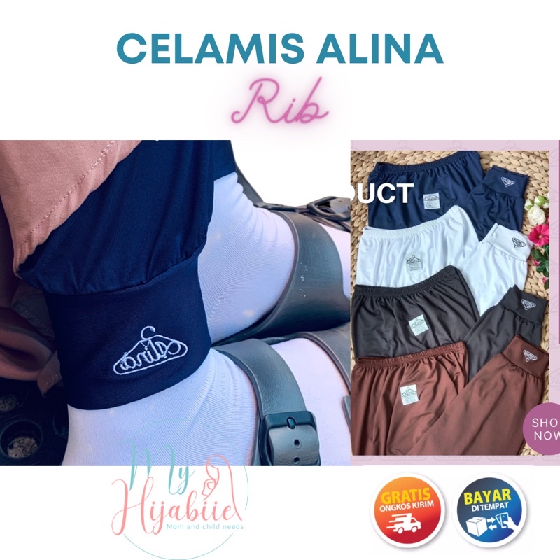 Celamis Wanita Rib Alina Muslimah - Celana Aladin Dalaman Gamis Jubah Perempuan Harian - Inner Pants All Size dan Jumbo