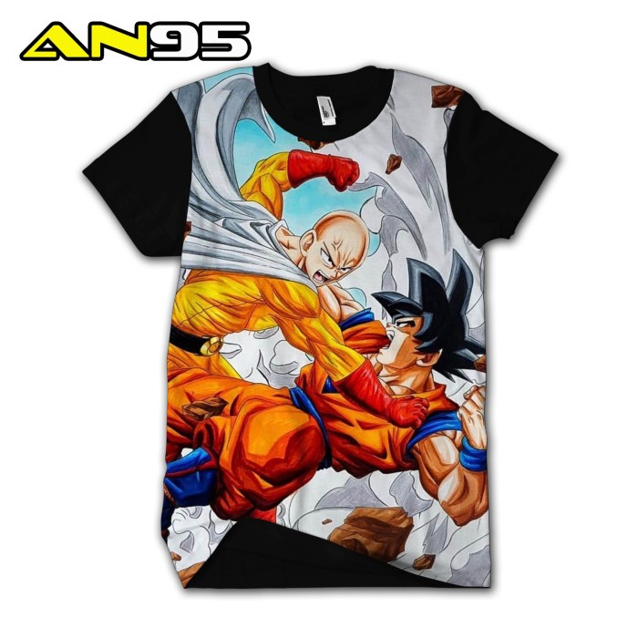 Baju Tshirt Goku Dragon Ball vs Saitama Kaos print untuk semua usia
