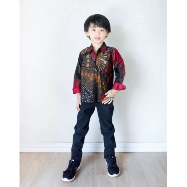 Kemeja Batik Anak Laki Laki M L XL XXL Baju Batik Anak Lengan Panjang Seragam Batik