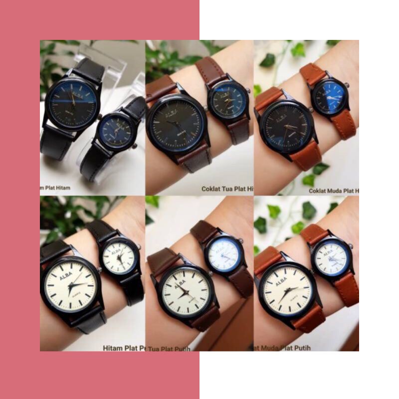 JAM TANGAN COUPLE ALBA VINTAGE CASUAL GROSIR IMPORT KULIT PREMIUM ANALOG PRIA WANITA PASANGAN TERBARU ANAK REMAJA MURAH PREMIUM