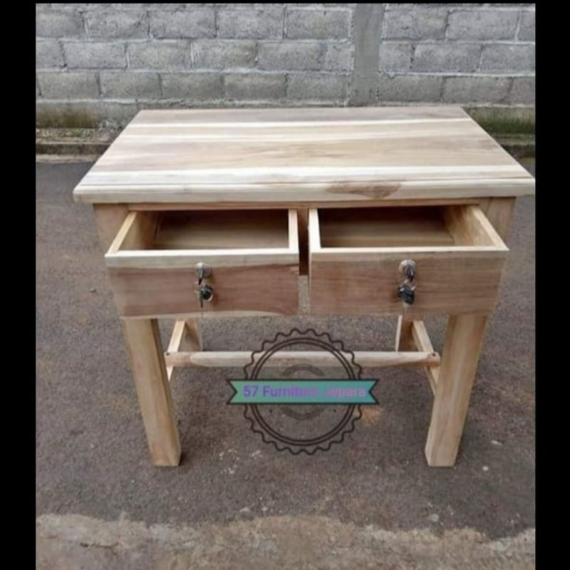 Meja kerja laci jati mentahan - Meja kerja simpel jepara