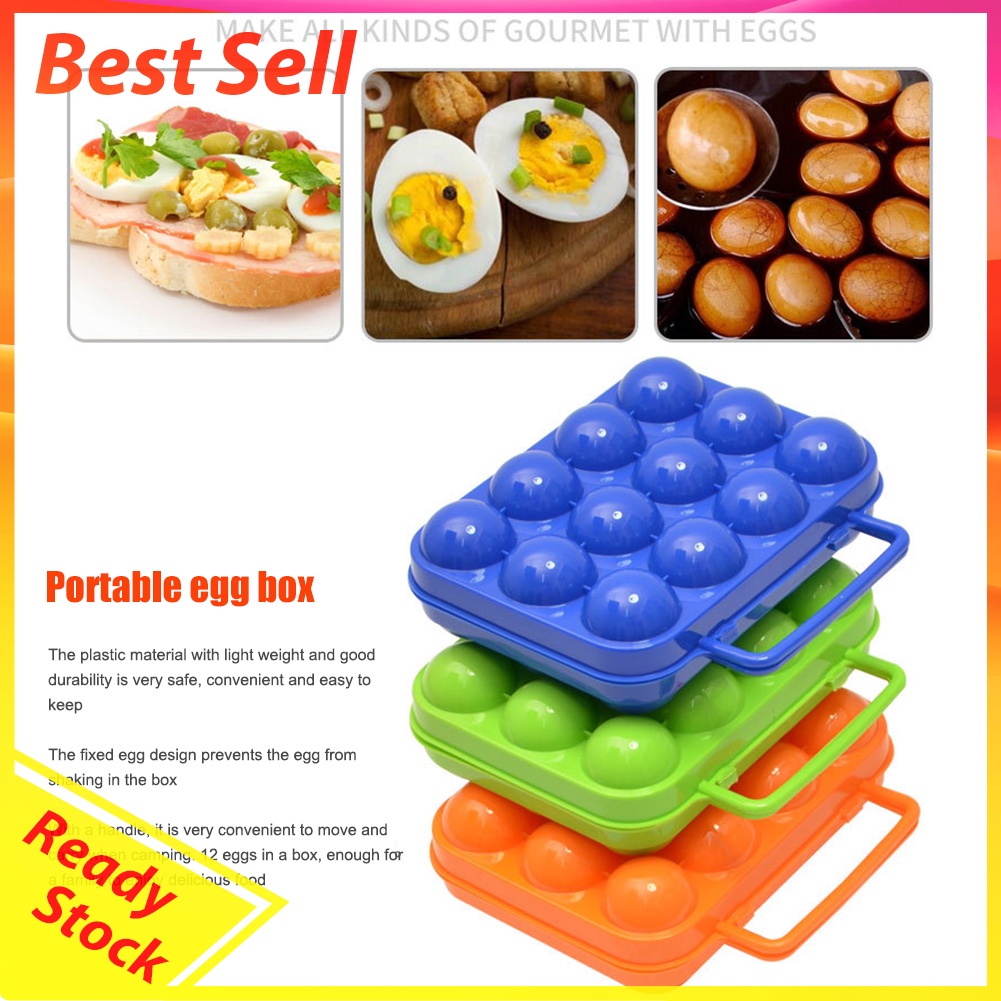 12 Grid Egg Storage Box Holder Outdoor Camping Eggs Case Kitchen Organizer