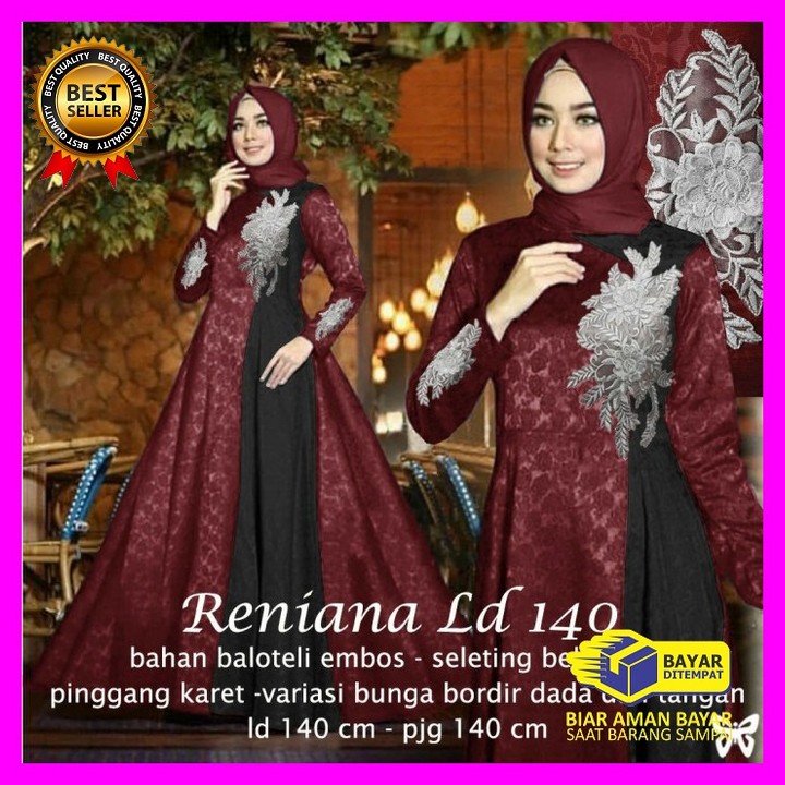 Rumaisha Ori Gagil By Ova Baju Muslim Wanita Terbaru Terupdate VS654 Maxi Reniana Jumbo 5Xl - Maroon