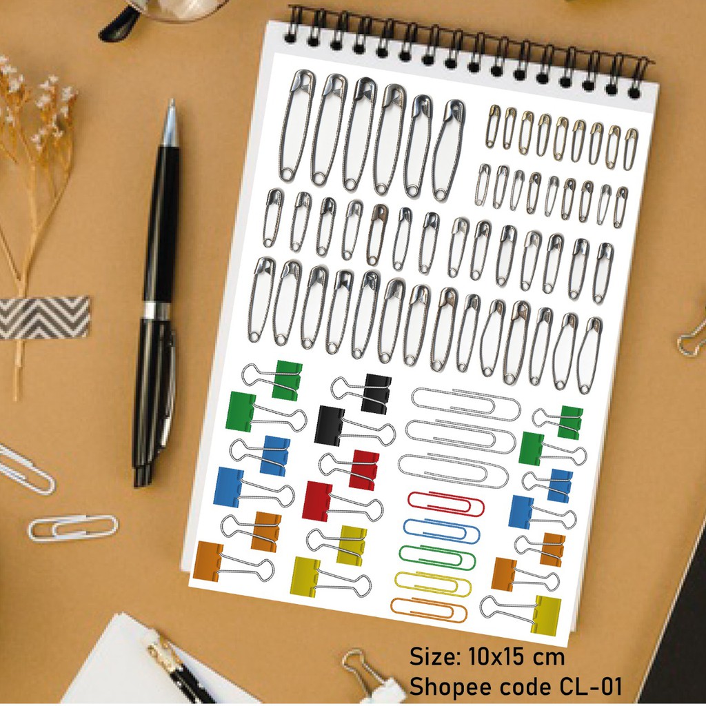 

CL-01 Stiker bullet journal bentuk clip - stiker clip - paper clip -emblishment sticker