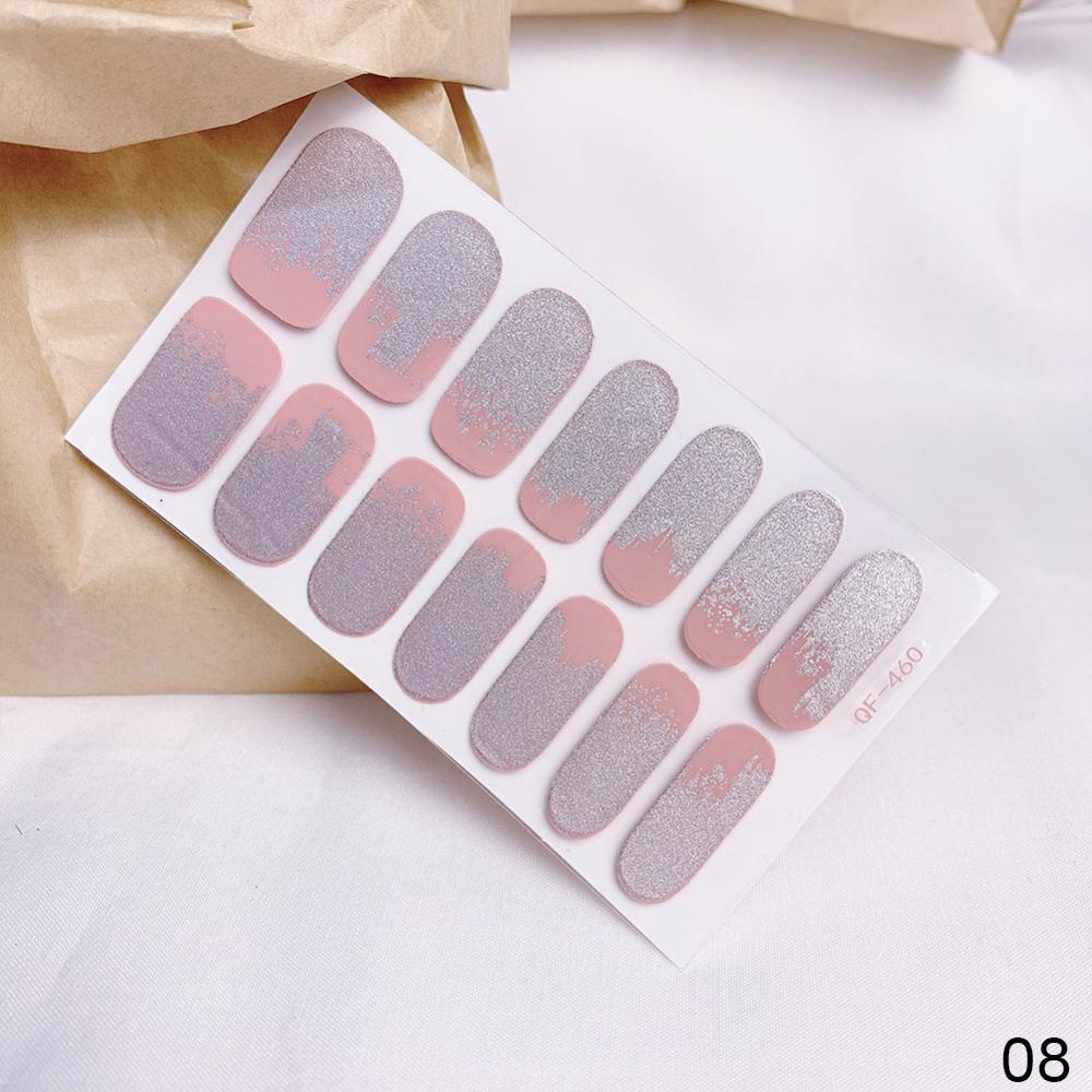 Timekey 14pcs / Lembar Stiker Glitter Gradasi Dekorasi Nail Art / Manicure DIY A6K3