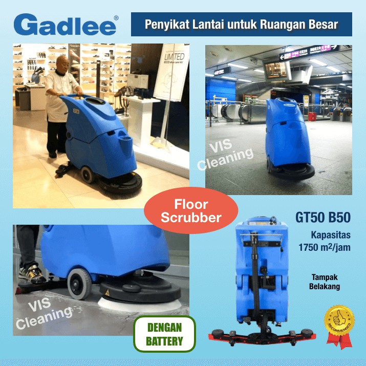 Floor Scrubber Gadlee GT50 Battery (Mesin Penyikat dan Pengering Lantai)