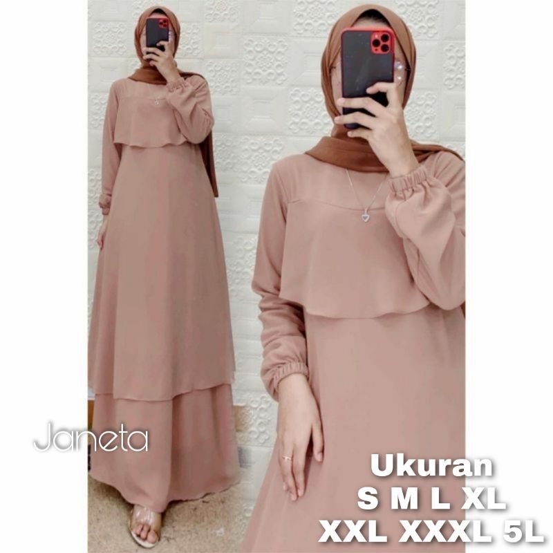 Premium Series JANETA DRESS Gamis Ceruty Babydoll Polos Big Size Ukuran Size S M L XL 2XL 3XL 4XL XXL XXXL  XXXXL 2L 3L 4L 5L  Dress Wanita Jumbo Gamis Big Size Baju Korea Over Size