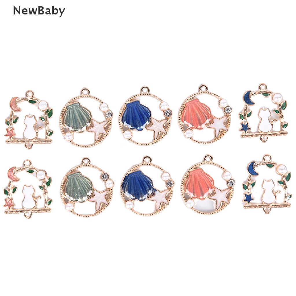 NewBaby 10Pcs/Set Enamel Pearl Starfish Shell Charms Pendant Jewelry Craft DIY Findings ID