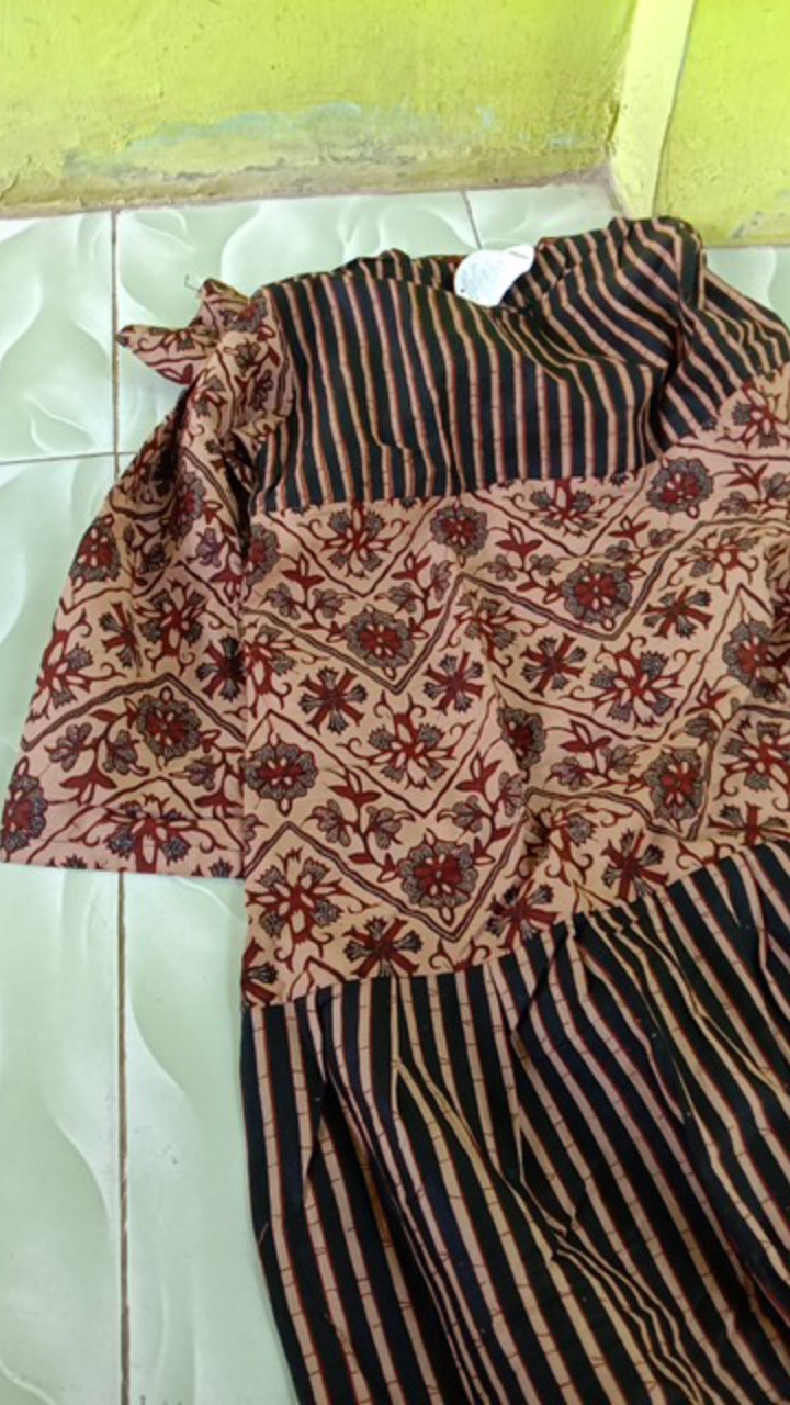 Gamis Rempel Susun Genes Kombinasi Batik Klasik Modern Muslim Kombi Kondangan Kekinian Bmm