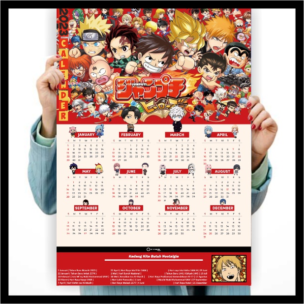 Kalender Anime 2023 - Poster Anime Kalender 2023 Masehi - Spy x Family Haikyuu Demon Slayer Kimetsu no Yaiba Jujutsu Kaisen Genshin Impact One Piece