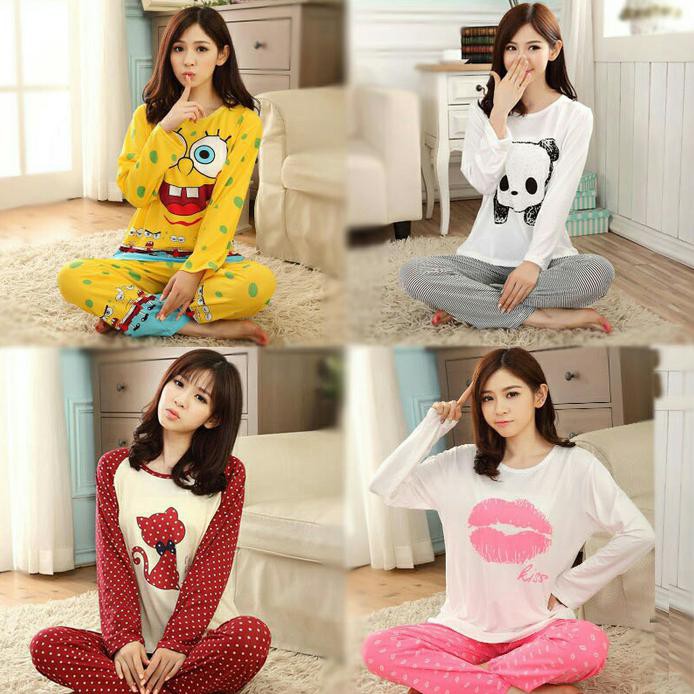 Baju Tidur / Piyama Dewasa Celanja Panjang Baju Panjang Korea