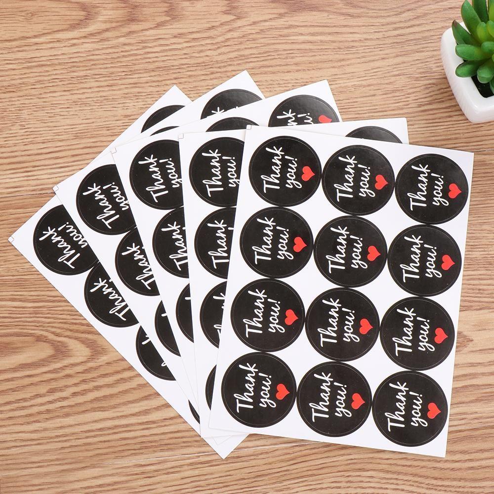 Solighter 40/60pcs Handmade Stiker DIY Perlengkapan Pesta Bronzing Putaran Sealing Craft Terima Kasih