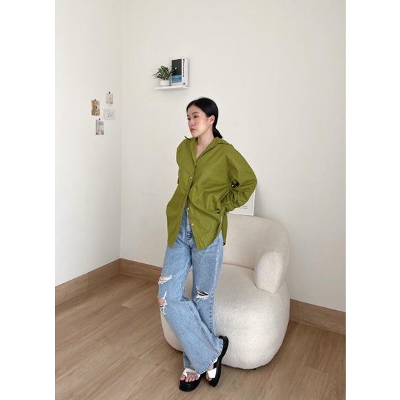 KEMEJA POPLIN BASIC WANITA OVERSIZED KATUN