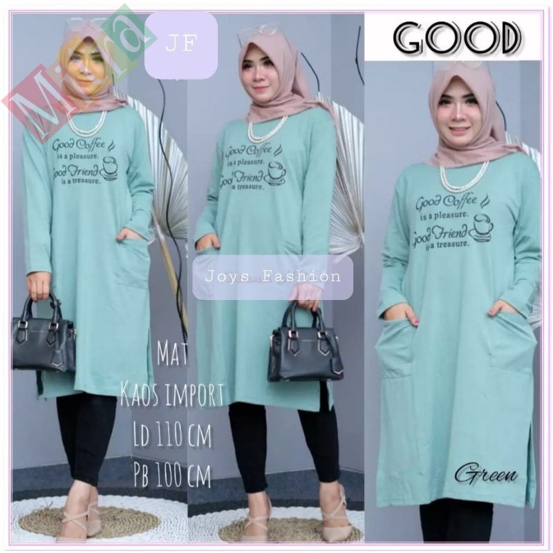 JF Atasan Tunik kaos babyterry Jumbo Wanita Muslimah Terbaru GOOD COFFE Collection