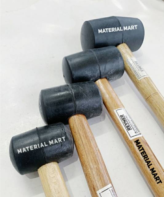 Palu Karet Hitam Gagang Kayu 20oz | Palu Keramik Bagus 20 oz | Hammer | Material Mart