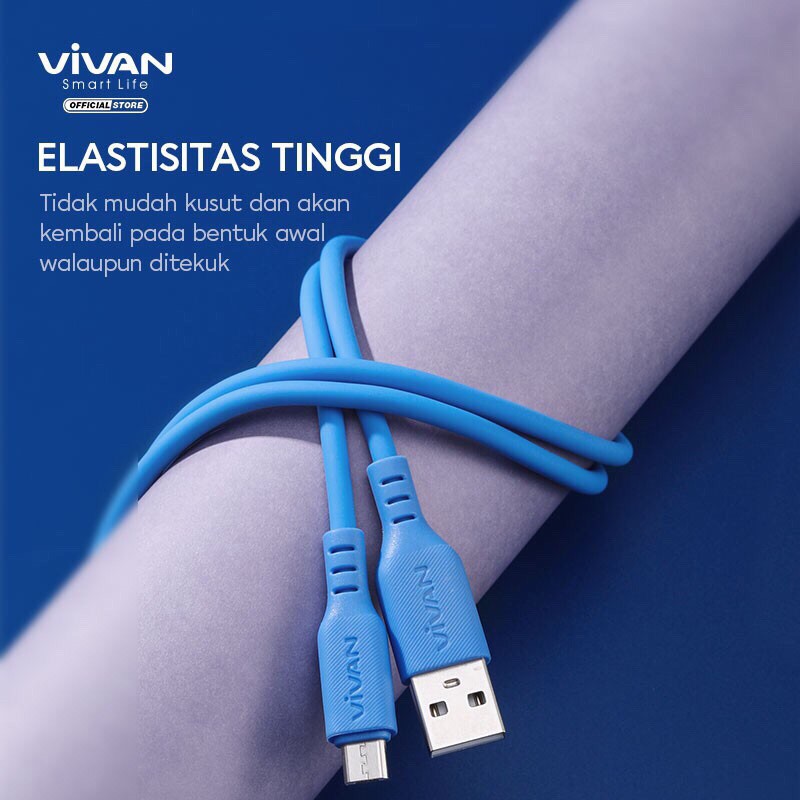VIVAN VSM100 Kabel Data Micro USB 2.4A Silicone Full SR Coverage Quick Charge Garansi 1 Tahun
