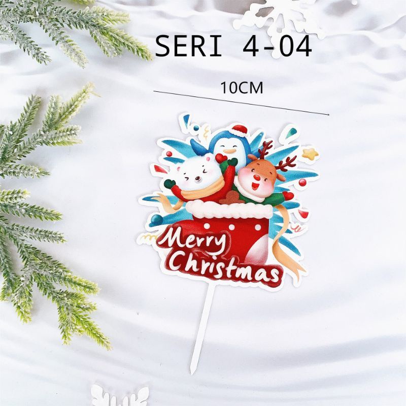 TOPPER NATAL 3D DEKORASI KUE MERRY CHRISTMAS SANTA/TREE UNYU SERI 4