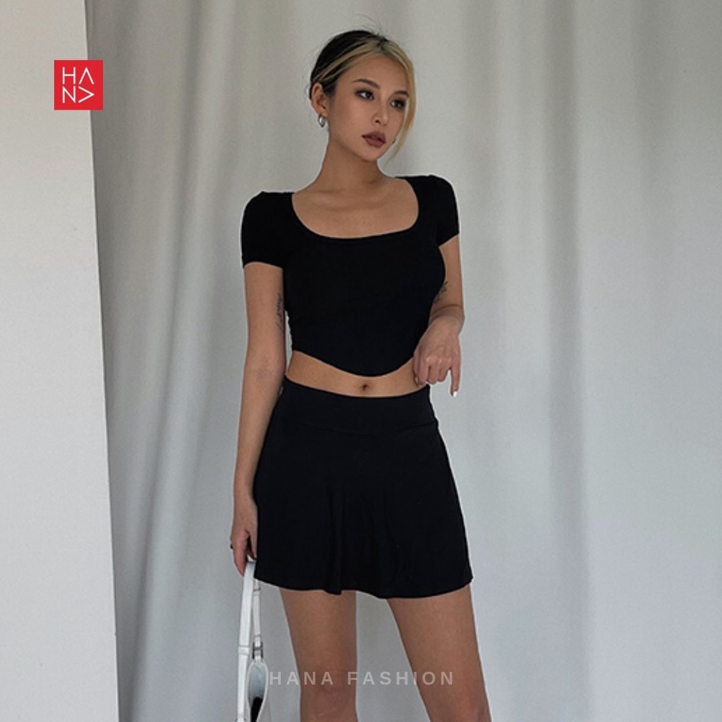 Hana Fashion - Audrey Ribbed Crop Top Wanita - CT192