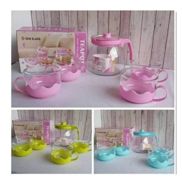 SUNGLASS TEA POT SET Teapot teko set sun glass Tea Pot Set / Teko Teh