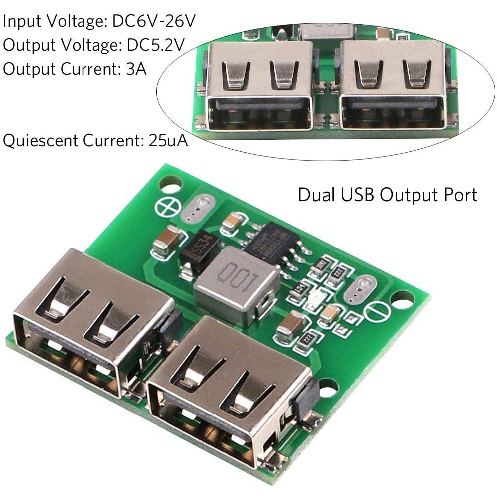 Modul Stepdown DC-DC 6-26V Dual USB Output 5V 3A