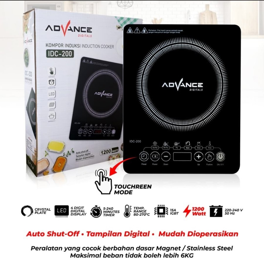 Advance IDC-200 Kompor Induksi 1 Tungku Touchscreen Induction Cooker