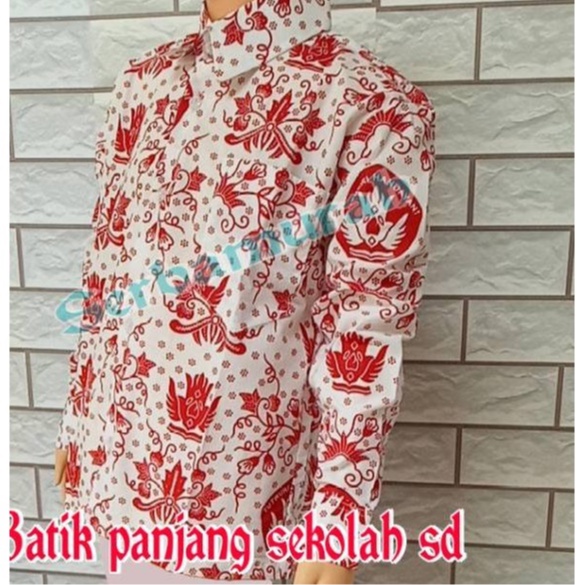 ♥TERLARIS♥ Seragam batik warna merah sekolah sd lengan panjang baju batik sekolah sd lengan panjang