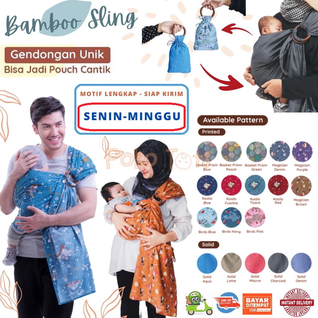 Cuddle Me Ring Sling Bamboo SOLID/POLOS Gendongan Bayi CuddleMe Ringsling Kain