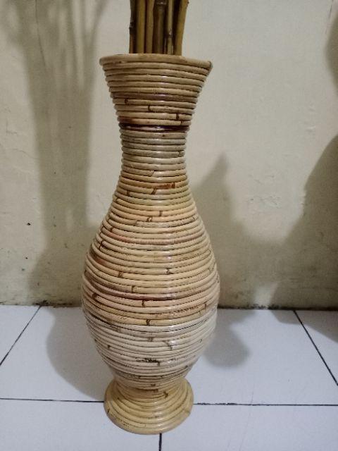 Vas bunga  rotan  pot  bunga  rotan  Shopee Indonesia