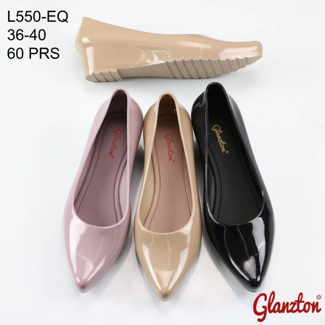 Glanzton L550//L1002//L537 Glossy Sepatu Jelly Wedges tinggi 4cm Ootd