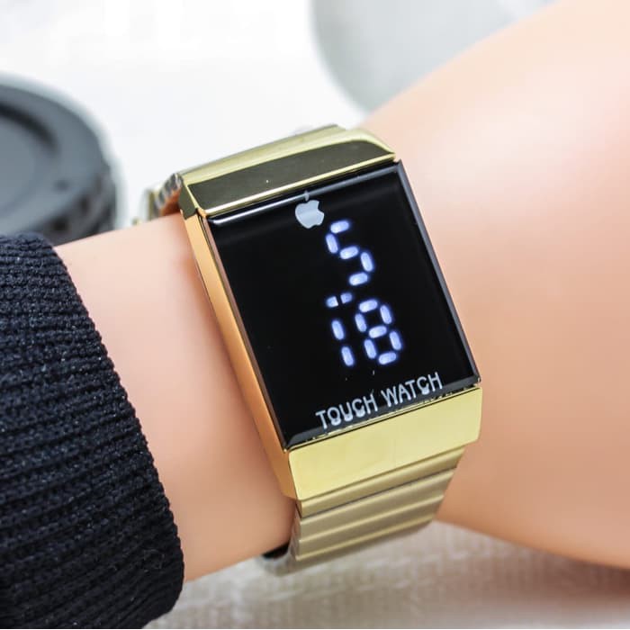 Jam Tangan Pria / Wanita iphone LED SK999 Rantai Gold