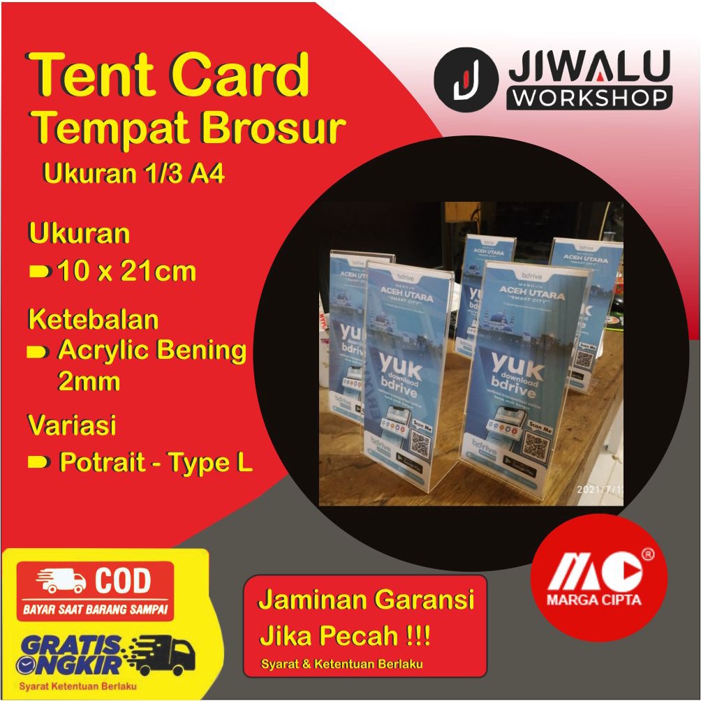 

TEMPAT BROSUR / TENT HOLDER / TENT CARD AKRILIK DISPLAY 1/3 A4 POTRAIT