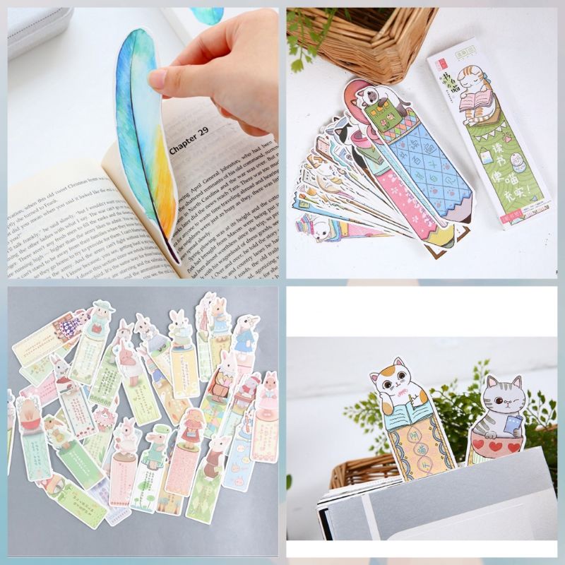 

1Pcs_Pembatas atau Penanda Buku Karakter Kucing/Kelinci Lucu dan Desain Bulu