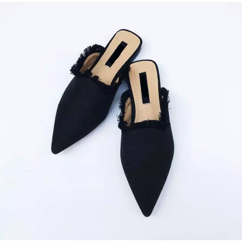 Sepatudari Karin Flatshoes wanita mules rumbai sepatu balet nyaman dipakai KR-FS0028