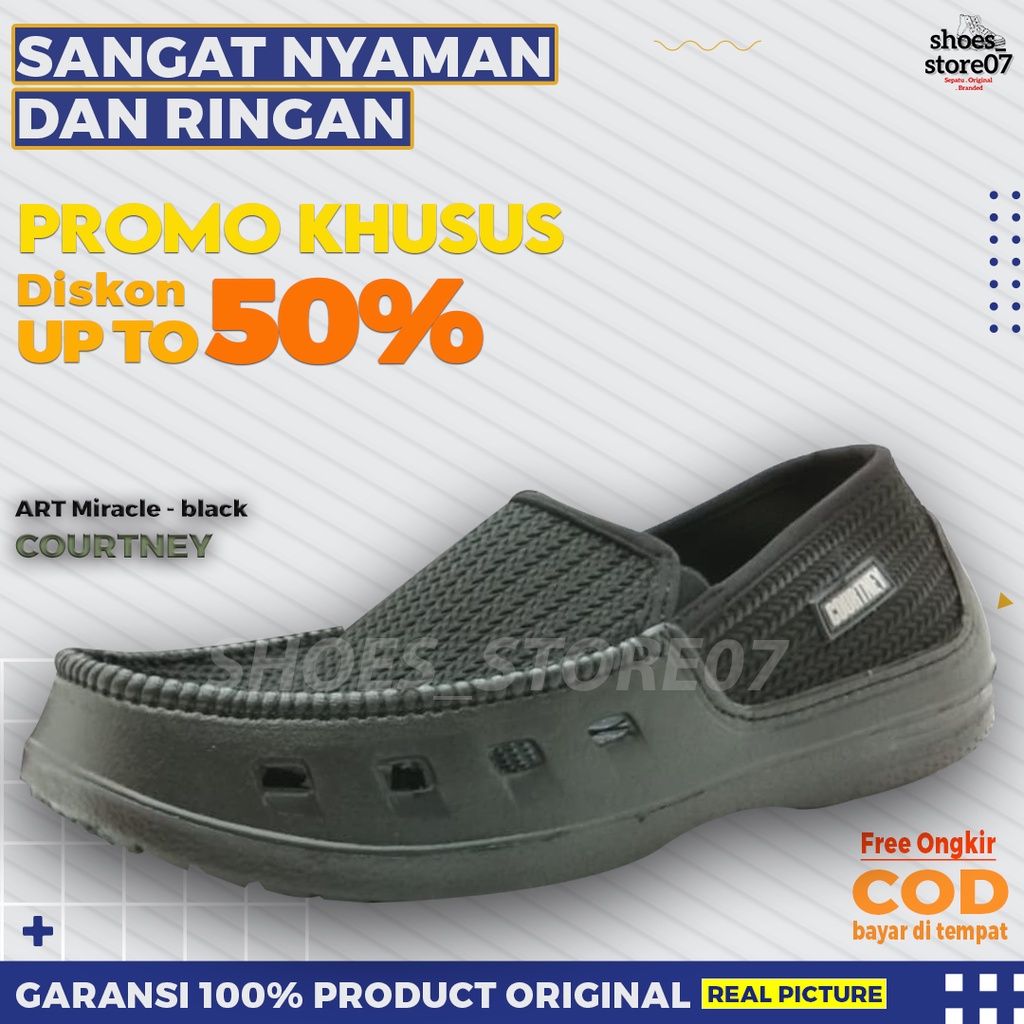 Sepatu Slip on Pria Laki laki Cowok Courtney Miracle Hitam Abu abu Import A15