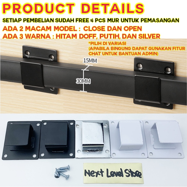 Bracket Wall Support Single Hook Kotak Cantolan Pipa Besi - Ada 2 model dan 3 warna - Pilih di VARIASI