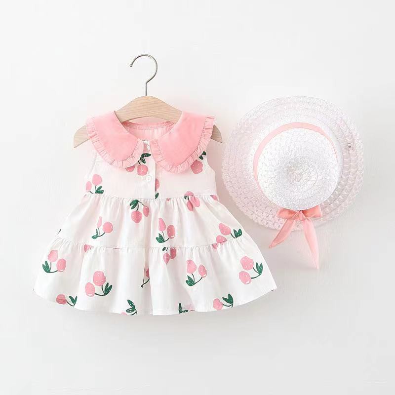 DRESS+TOPI IMPORT/DRESS ANAK PEREMPUAN 1thn-4thn SKU0009