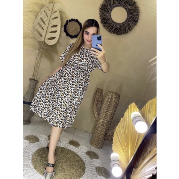 DRESS Jumbo DASTER MANOHARA LD 110, LD 120 BIGSIZE BALI LEOPARD