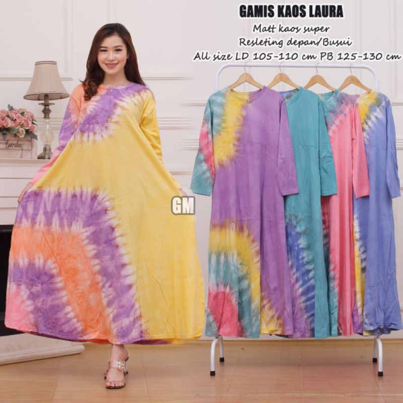 Gamis kaos termurah busui resleting depan