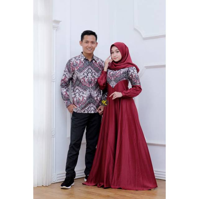 COUPLE GAMIS BATIK ,COUPLE MUSLIM, SARIMBIT BATIK KONDANGAN ,LENGAN BALON